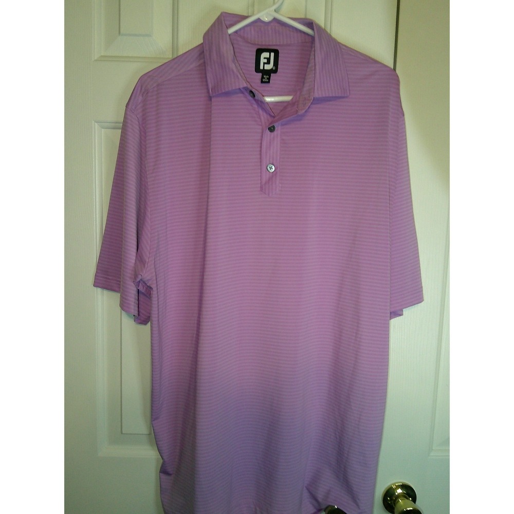 FootJoy Golf‎ Polo Shirt Striped Athletic Fit Purple Short Sleeve Mens XL